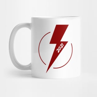 Blood Red Lightning Design with White Coloured Year Mug